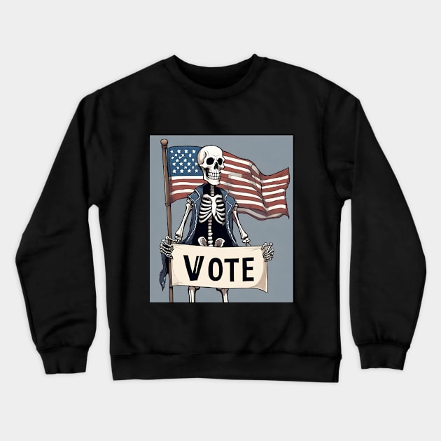 Election Year Skeleton Vote Crewneck Sweatshirt by FunGraphics